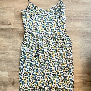 BCBGeneration Blue and Yellow Printed Midi Dress